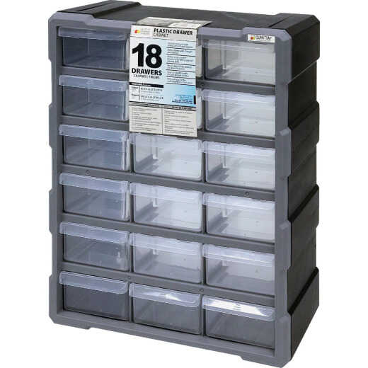 Quantum Storage 18-Drawer Clear Plastic Parts Drawer Cabinet
