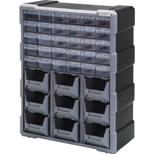 Quantum Storage 30-Drawer Clear Plastic Parts Drawer Cabinet with 9 Bins