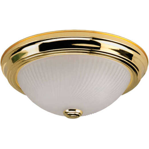 Home Impressions 11 In. Polished Brass Incandescent Flush Mount Ceiling Light Fixture