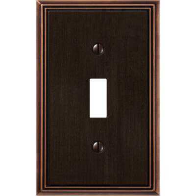 Amerelle Metro Line 1-Gang Cast Metal Toggle Switch Wall Plate, Aged Bronze