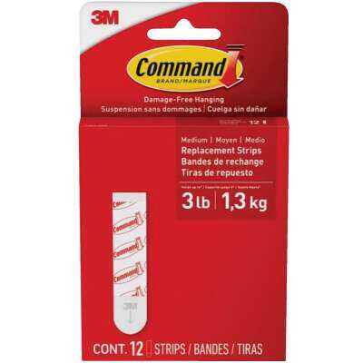 3M Command Medium Adhesive Strips, White, 9 Strips