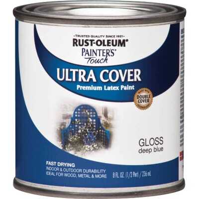 Rust-Oleum Painter's Touch 2X Ultra Cover Premium Latex Paint, Deep Blue, 1/2 Pt.