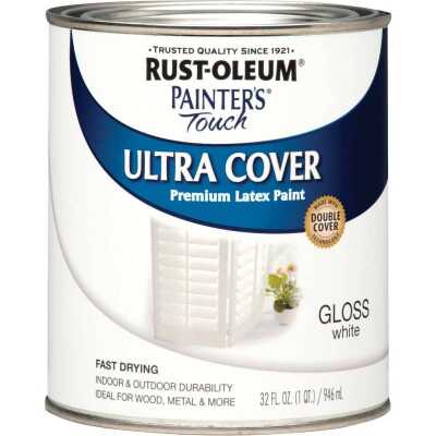 Rust-Oleum Painter's Touch 2X Ultra Cover Premium Latex Paint, White Gloss, 1 Qt.